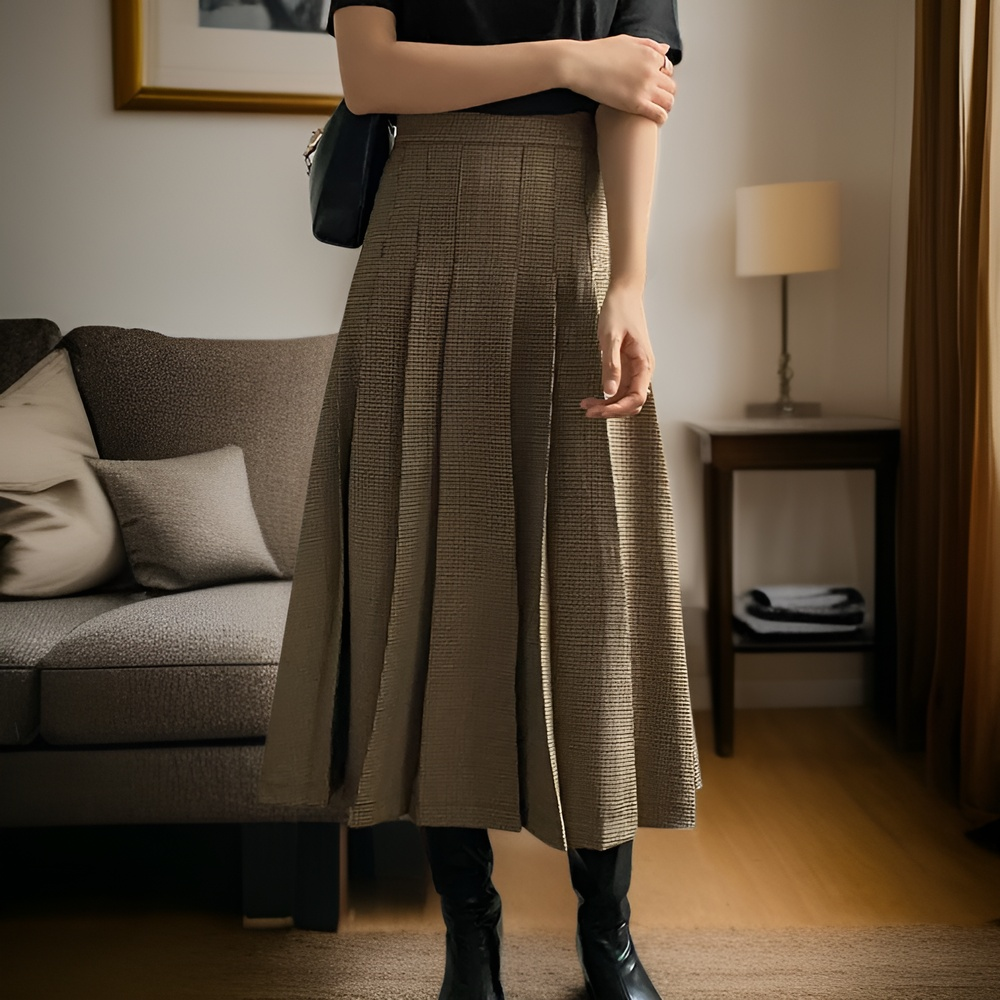 긴 니트 미디 스커트