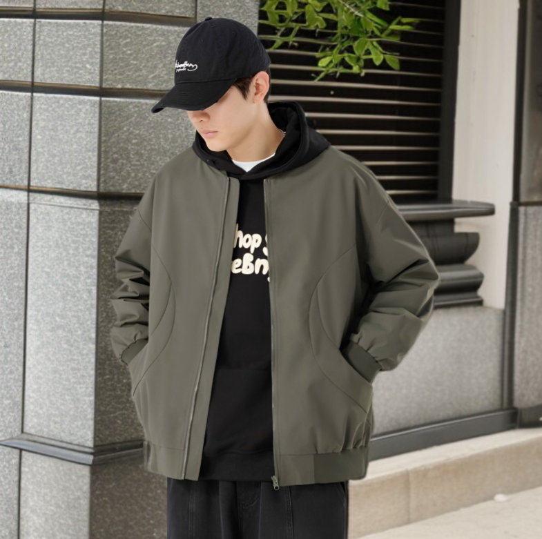 남성 봄 점퍼 스타일링 예시