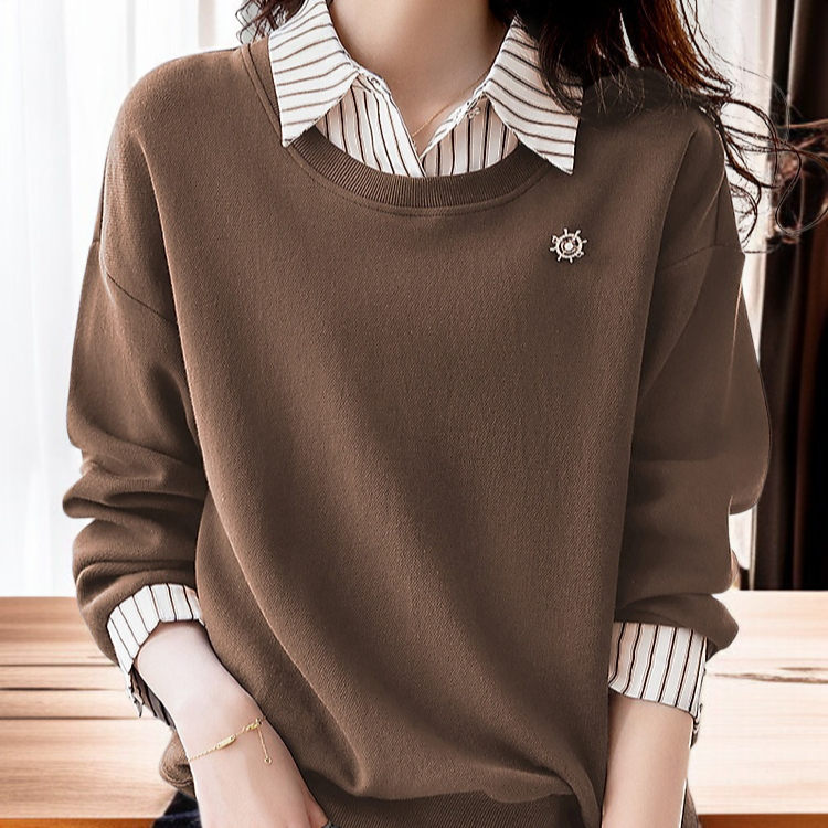 기모 도톰 캐주얼 맨투맨 겨울 신상 모던한 디자인 패치 스트라이프 어디에나 잘 어울리는 날씬한 여성 맨투맨