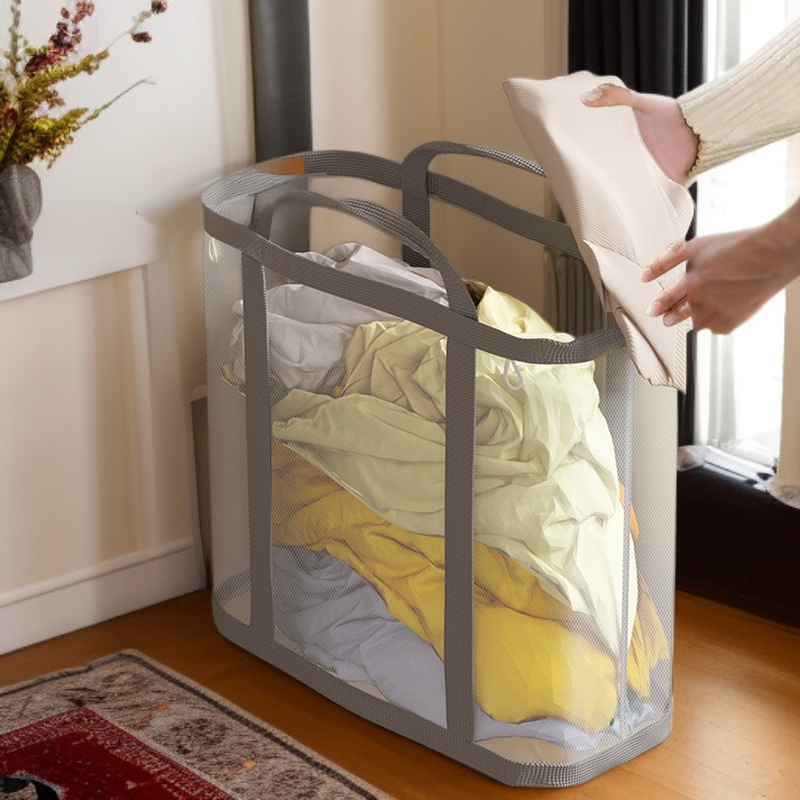 سلة ملابس متسخة قابلة للطي ومعلقة على الحائط للحمام