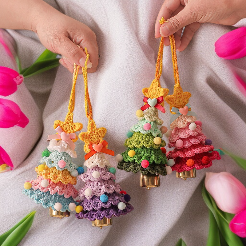 毛絨聖誕掛件毛線鉤織聖誕樹小擺飾
