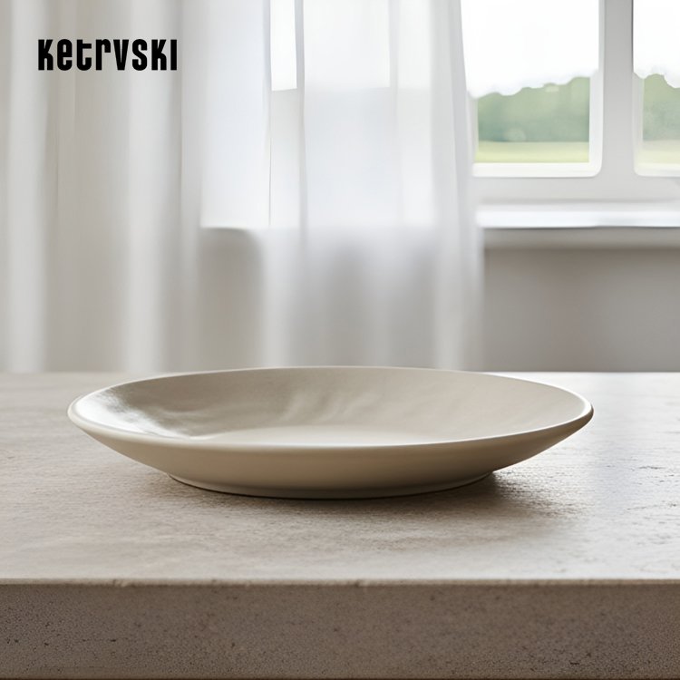 크리미한 흰색의 심플한 세라믹 접시 (2개)