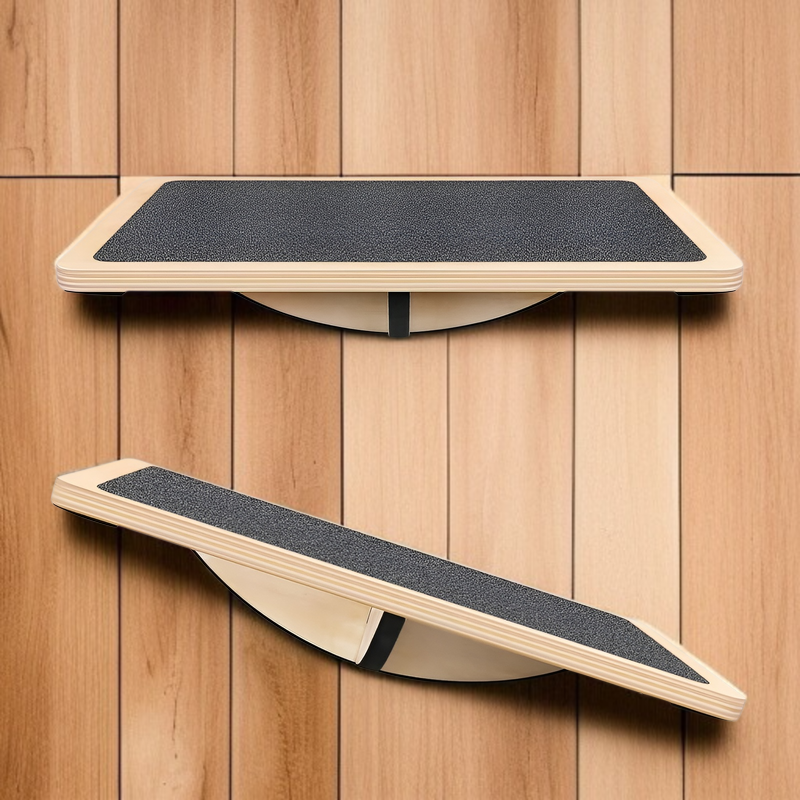 無垢材の長方形ヨガバランスボードトレーニングコーディネーション姿勢矯正フィットネスペダル大人用木製バランスボードフィットネス機器