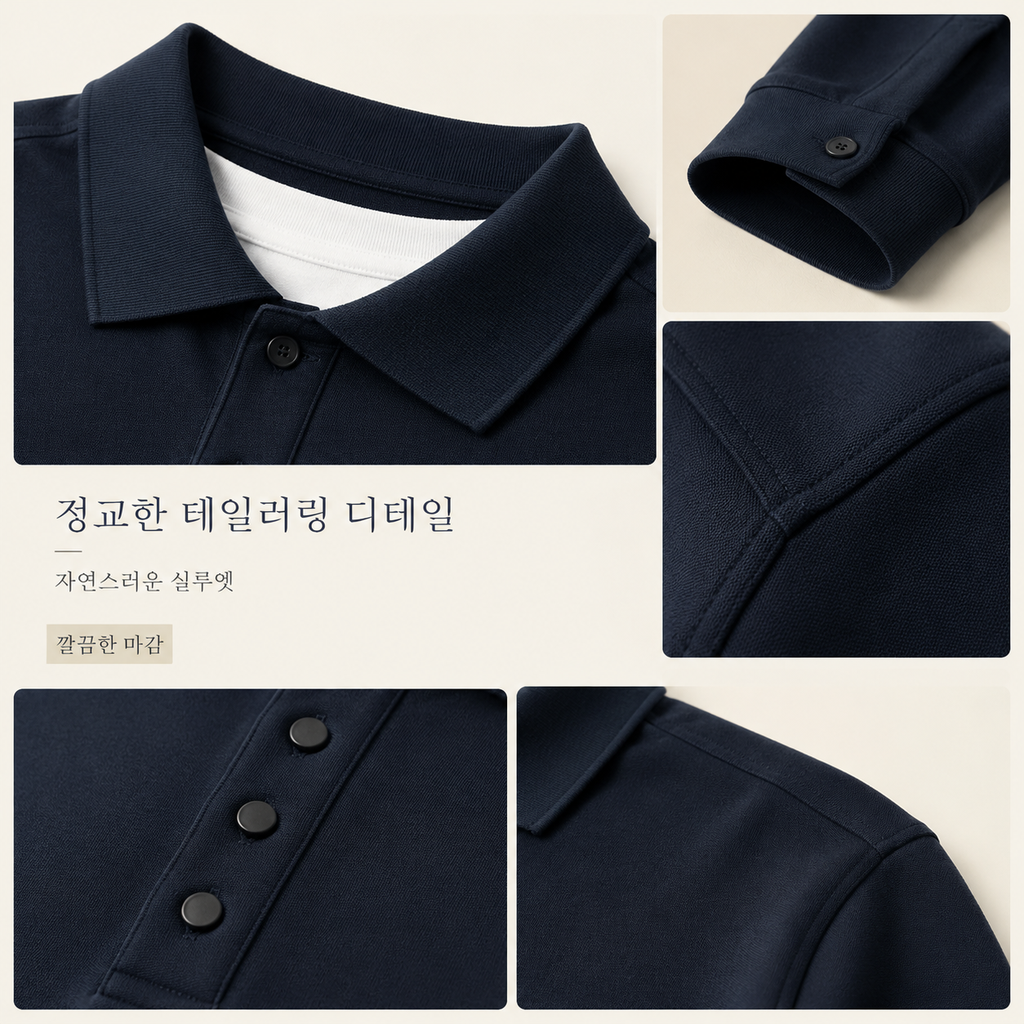 가을 루즈핏 남성 올드머니 레이어드 폴로넥 긴팔 이너
