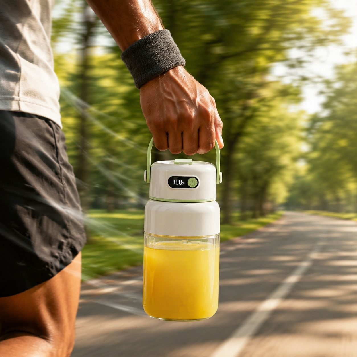 Close-up of multifunctional juicer cup design