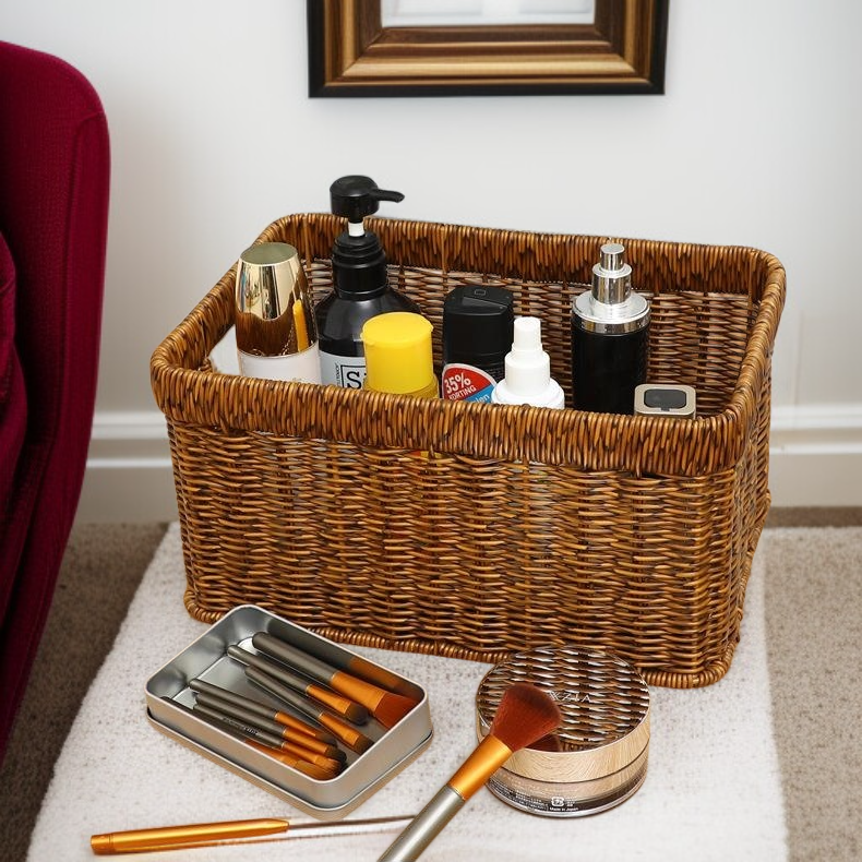 Woven Storage Basket Household Desktop Toy Sundries Snack Organizer