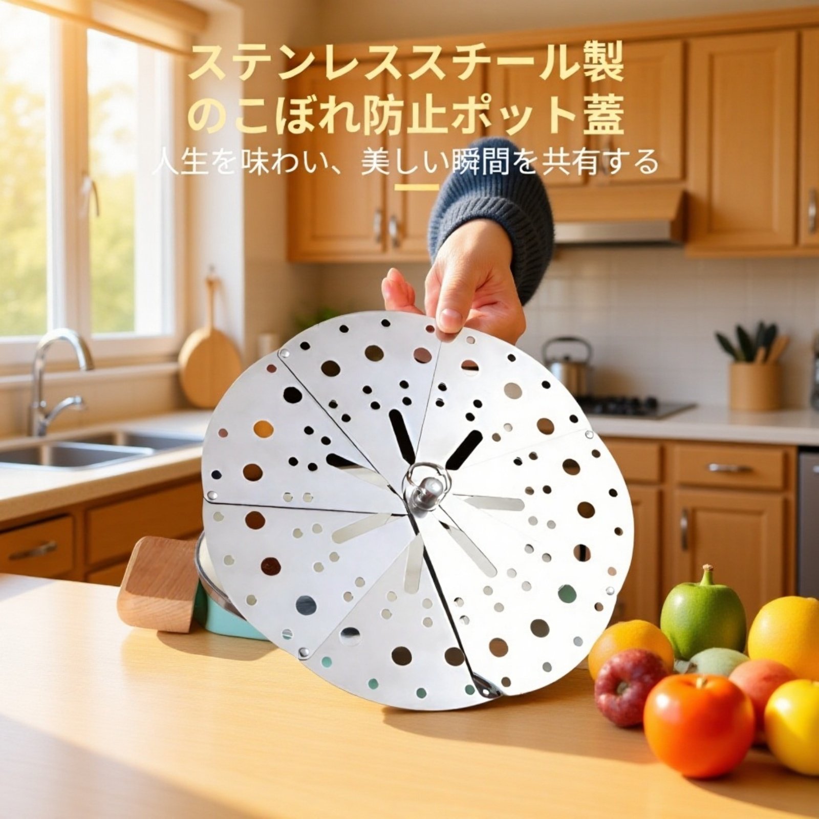 多機能ステンレス製蒸しラック 防溢れ自由カバー付き