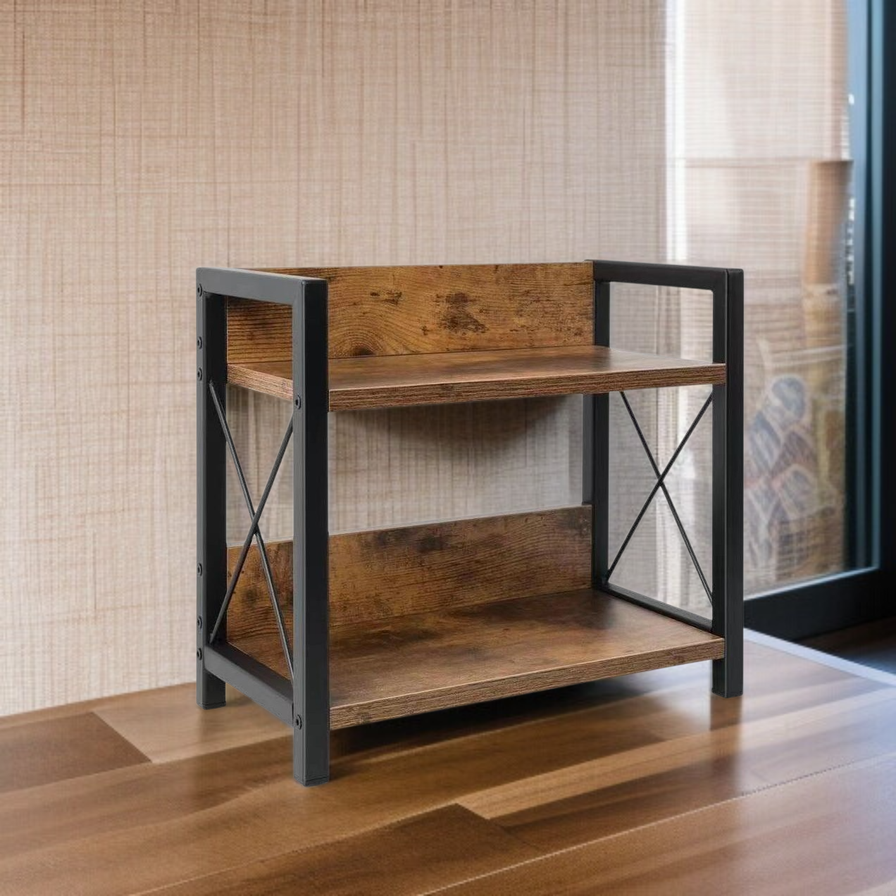 Kitchen Iron Wood Storage Rack Bathroom Organizer