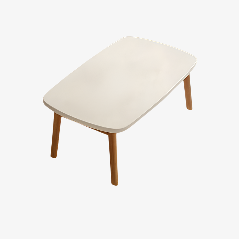 Detalle de patas de madera natural de la mesa