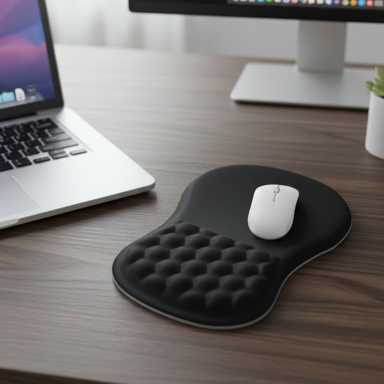 Ergonomic Slope Mouse Pad Black Foamed PU Base