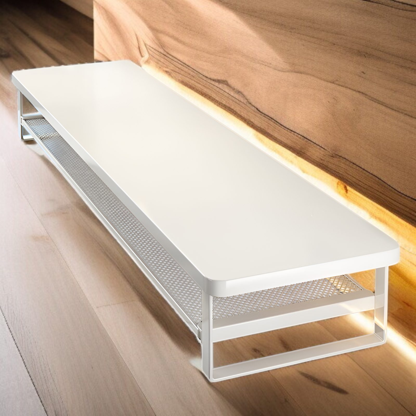 Monitorständer mit Schublade und Schiebefach, zweistöckig, für 50/70/100cm breite Tische