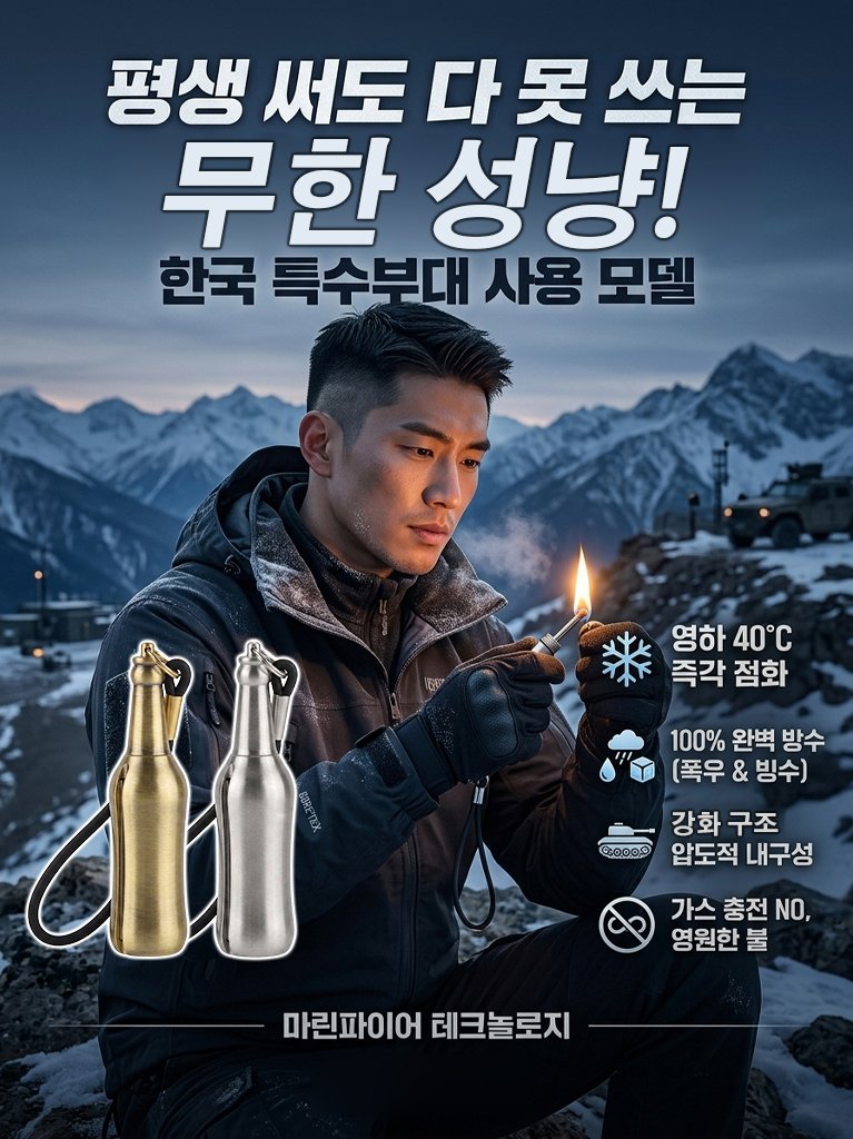 메탈 맥주병 방수 만능 성냥 제품 정면 사진