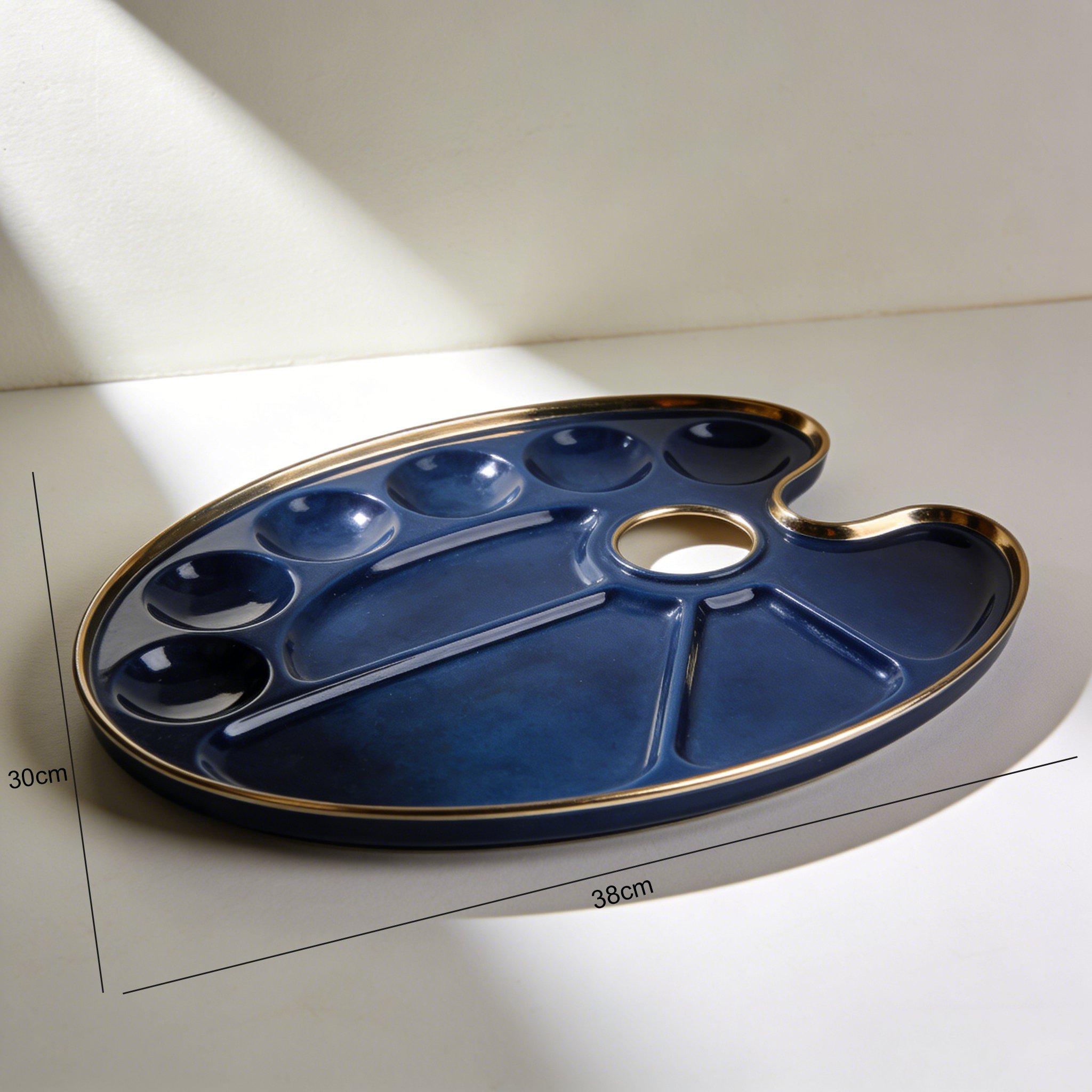 水彩絵具を使用した陶磁パレットの使用例