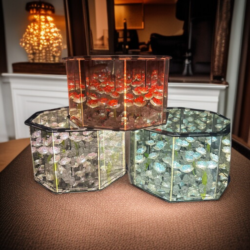 팔각형 꽃바다 수제 소형 무드등