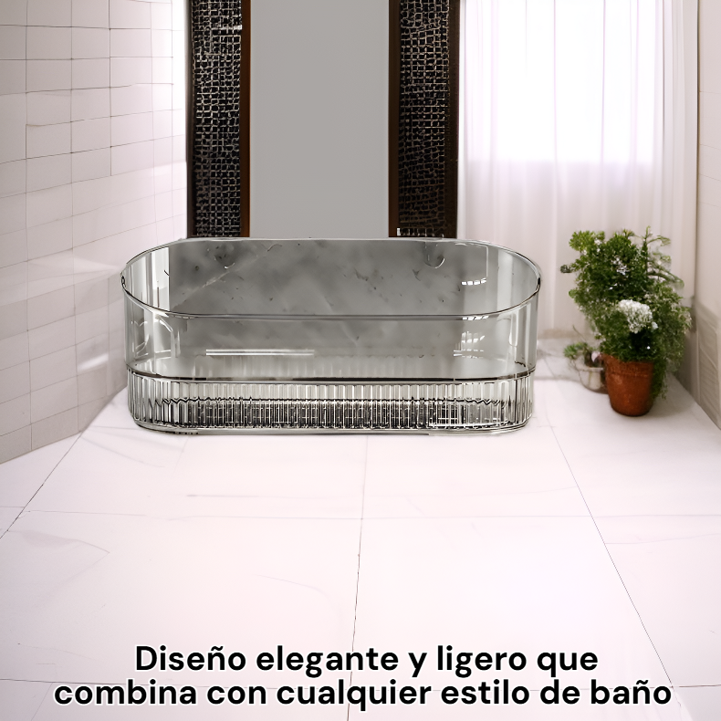 Organizador de baño con ventosa, montaje en pared sin perforaciones, ligero y elegante