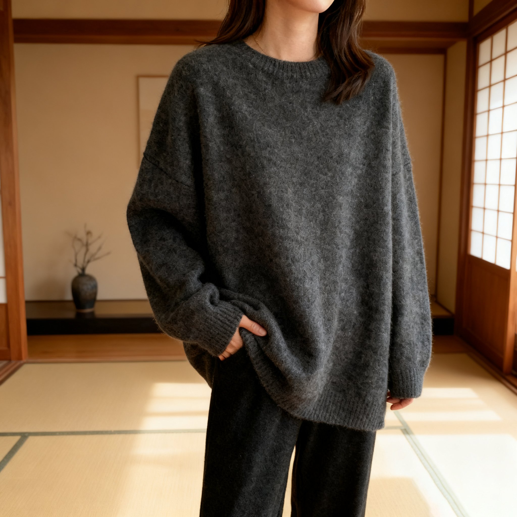 ベーシックデザインのクルーネックプルオーバー