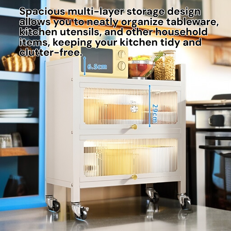 Multi-functional Kitchen Utensil Storage Cabinet with Dust-proof Door