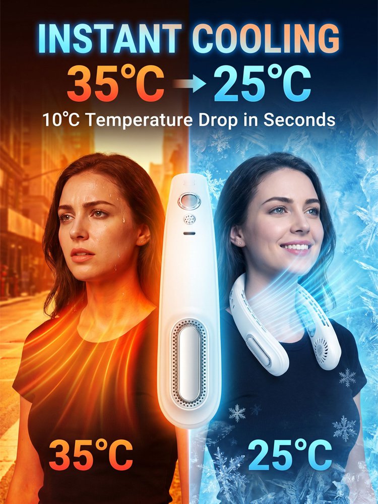 [Wearable Air Conditioner] Cooling Neck Fan — Ultra-Light & Silent
