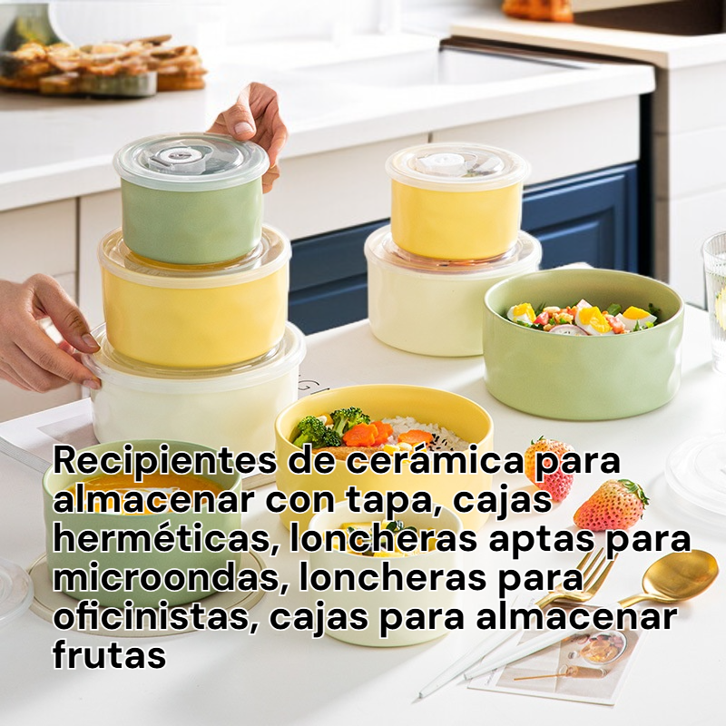 Recipiente de cerámica con tapa para almacenamiento