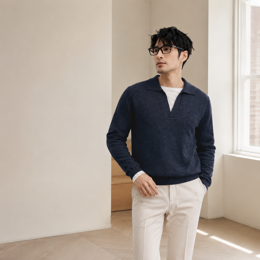 남성 올드머니 캐주얼 레이어드 폴로넥 니트 가을겨울