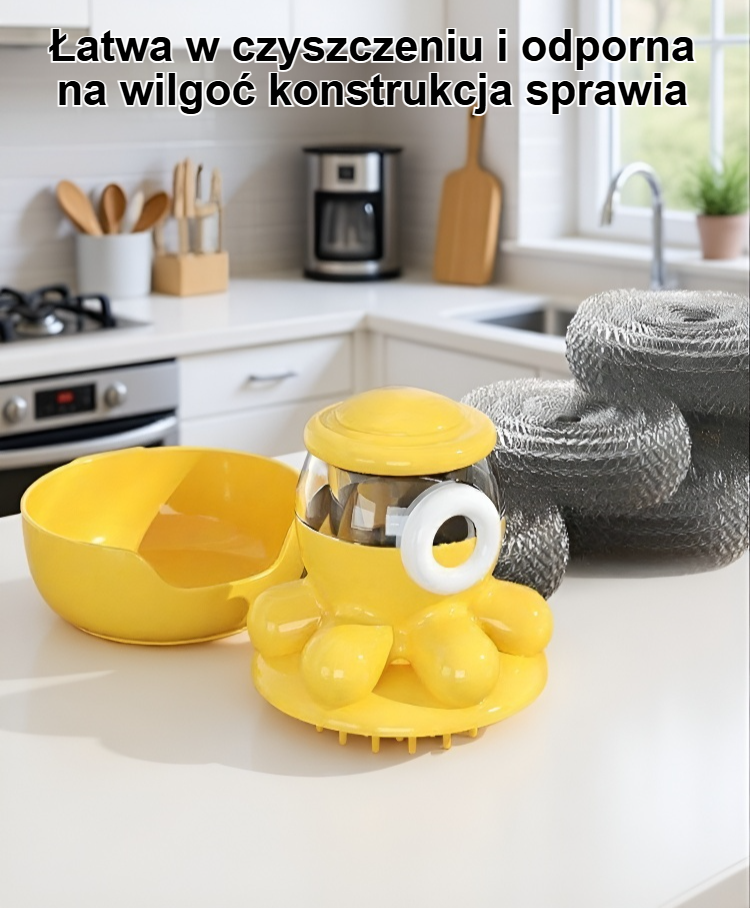 Szczotka do naczyń z wygodnym dozownikiem płynu