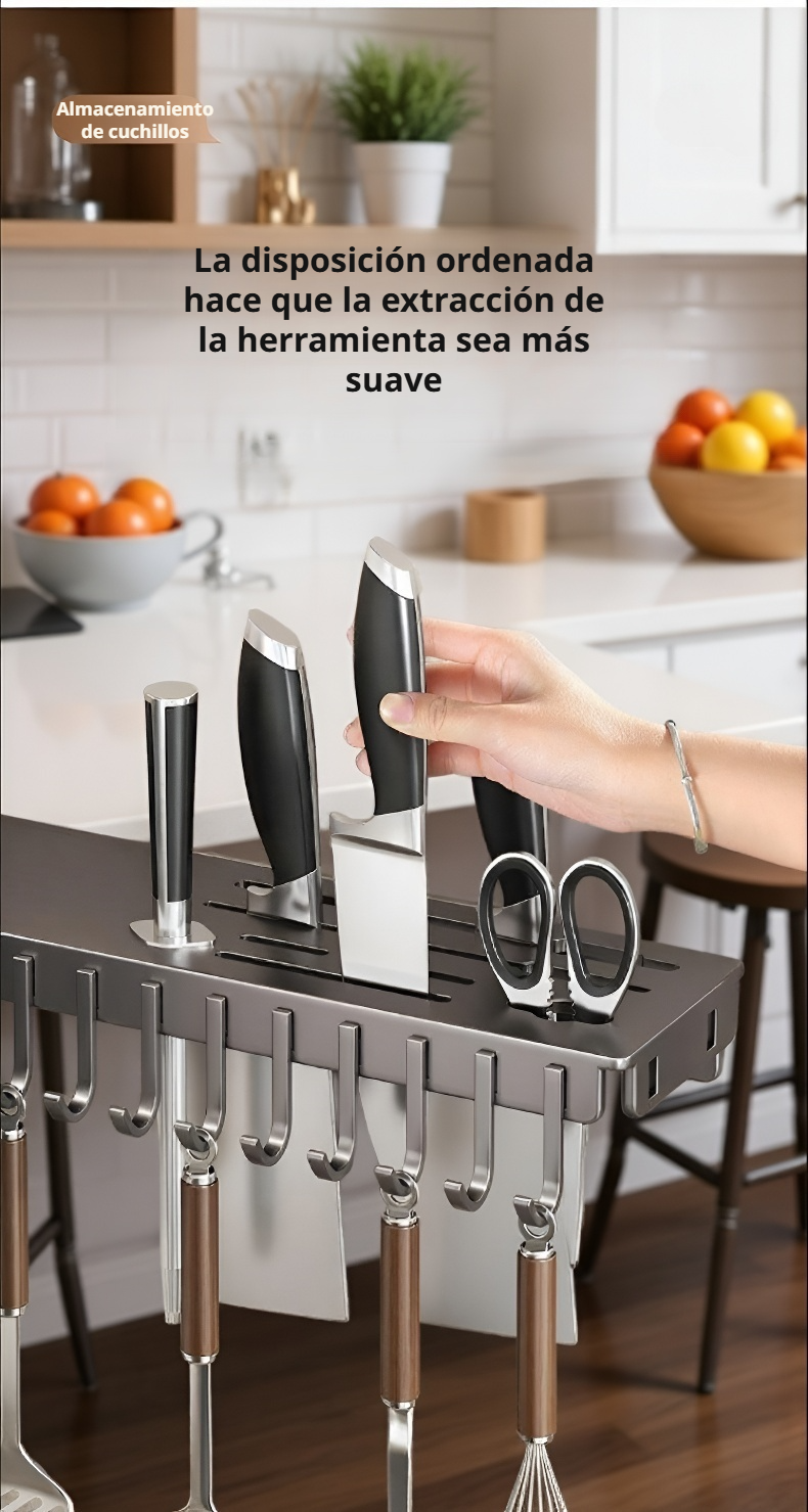 Organizador de cuchillos de cocina con diseño giratorio