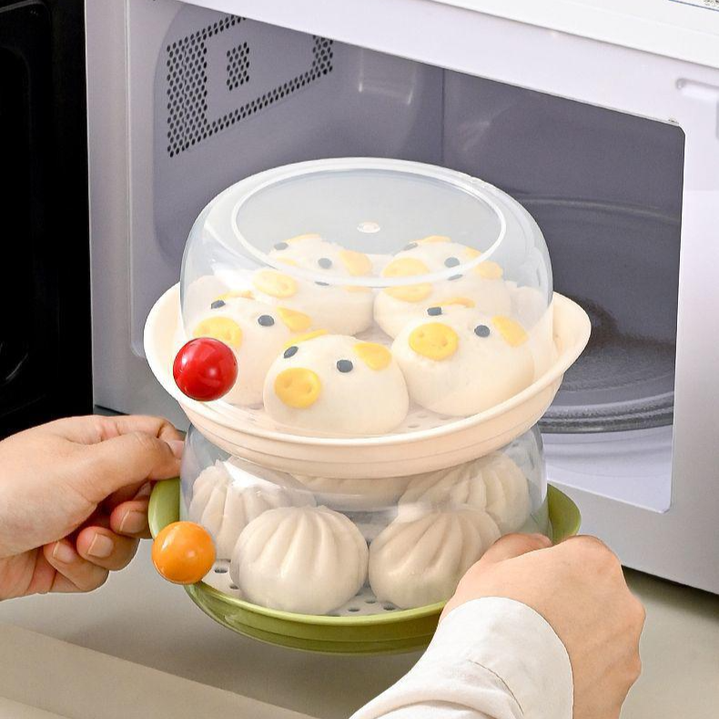  厚手電子レンジ用蒸し器 透明蓋付き シンプル操作