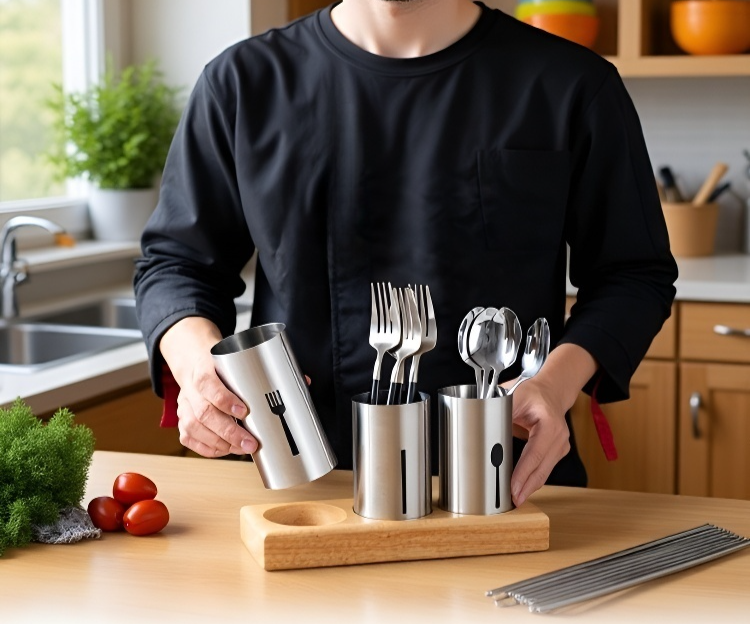 튼튼한 천연 나무 젓가락 보관함