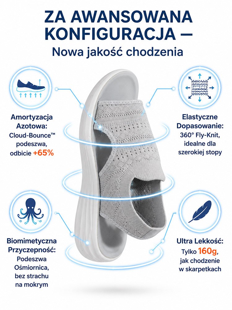 Buty flyknit z elastyczną, miękką podeszwą – antypoślizgowe i amortyzujące