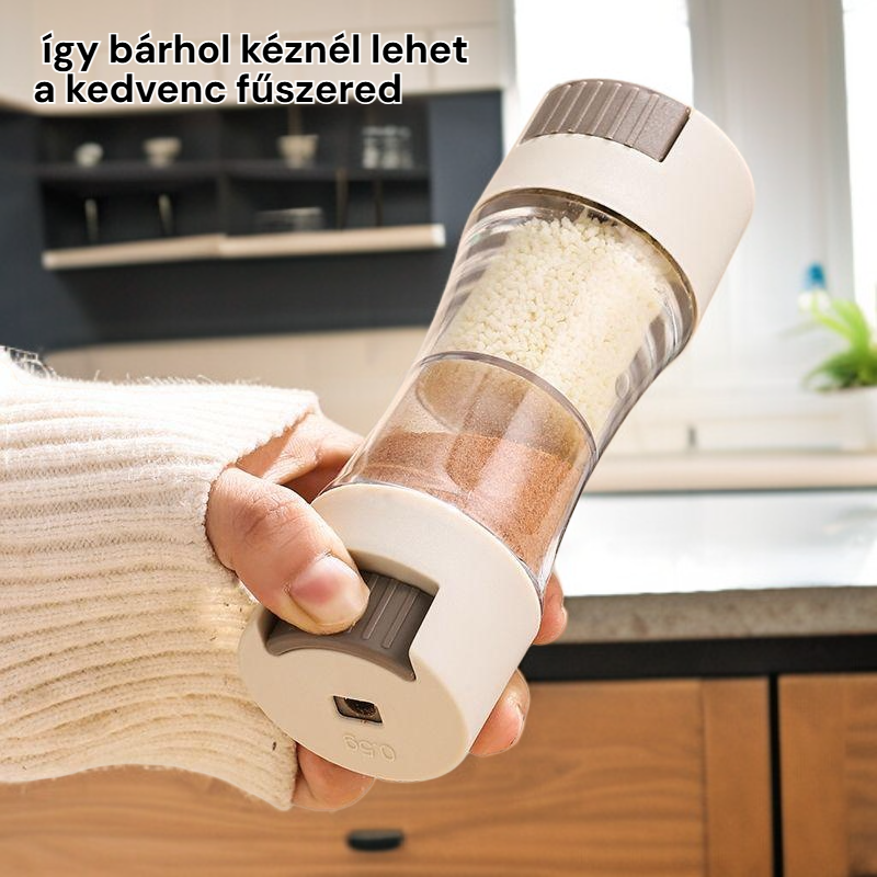 Hordozható mini fűszertartó doboz konyhai sóadagoló nyomófejjel