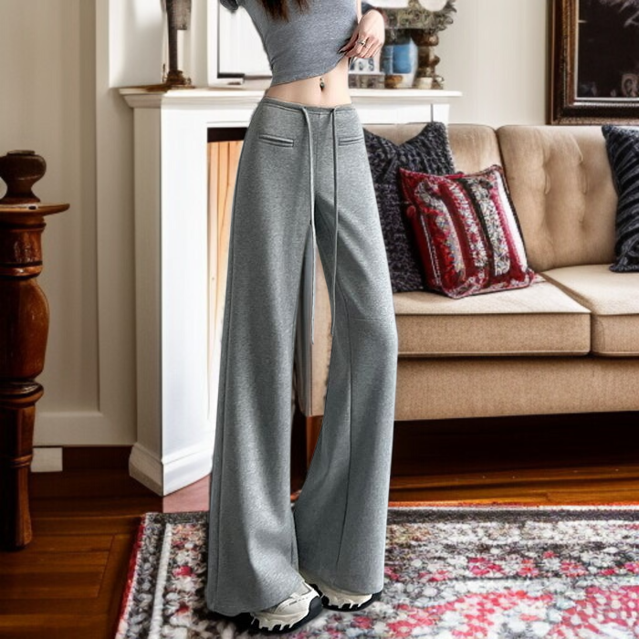 트레이닝 팬츠 여 하이웨스트 슬림 슬랙스 와이드 팬츠 와이드 슬림핏 여름 캐주얼 맨투맨