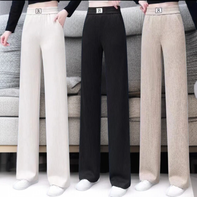 코듀로이 슬랙스 팬츠 여 슬림핏 하이웨스트 와이드 팬츠 슬림핏 와이드 팬츠