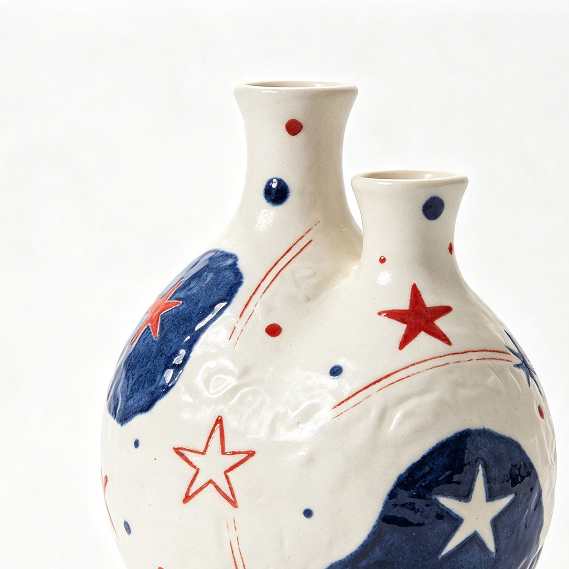 Star-patterned twin ceramic vases