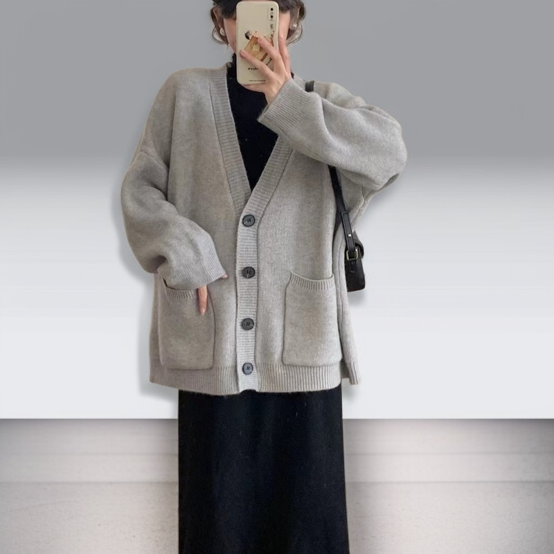 怠惰なスタイルのセータージャケット女性初秋 2024 新しいニットカーディガン春と秋の摩耗緩い無地トップ