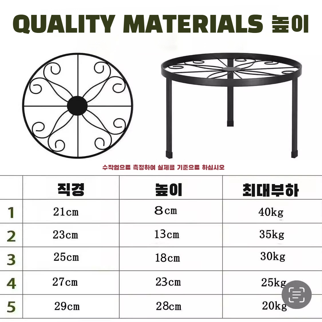 탈부착 싱글 철제 5종 세트 화분 받침대 야외 화분 화분 받침대 삼각 받침대