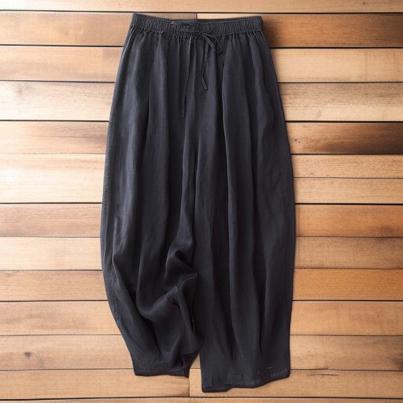 レディース レトロ 無地 コットン リネン ランタンパンツ