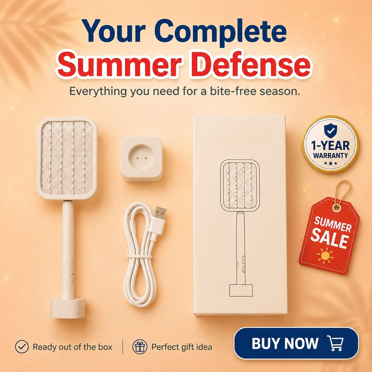 USB Rechargeable Foldable Mosquito Swatter with Lithium Battery and Standable Base