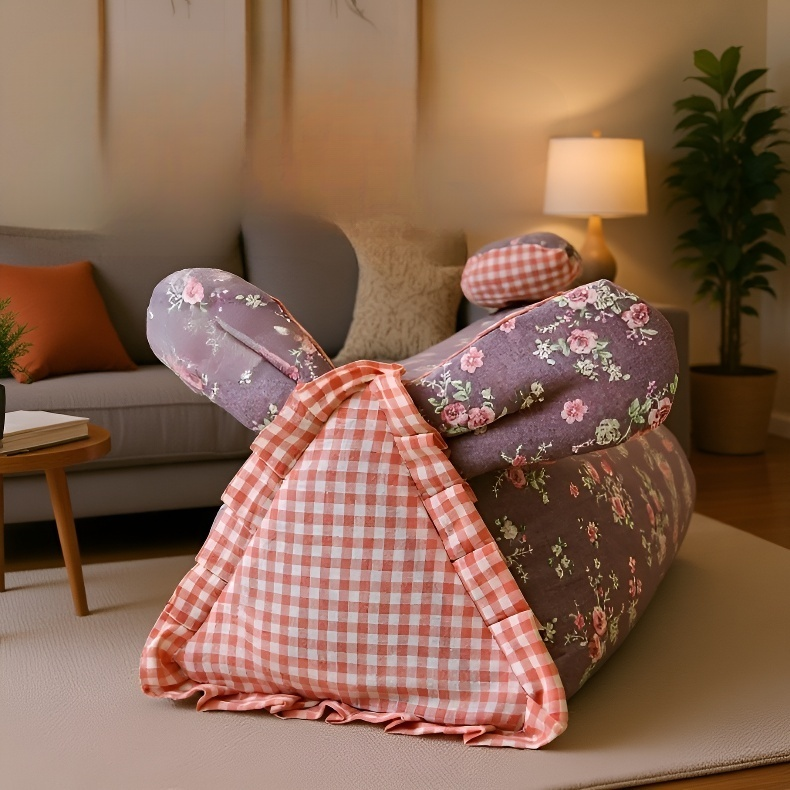 토끼 메밀 베개 이중 전원풍 목 보호 베개 순면 화초 수면 보조 메밀 가죽 베개