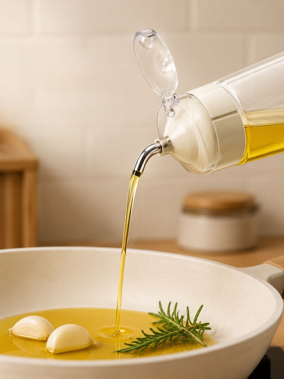 Botella de presión de aceite con apertura automática, a prueba de fugas y resistente a caídas