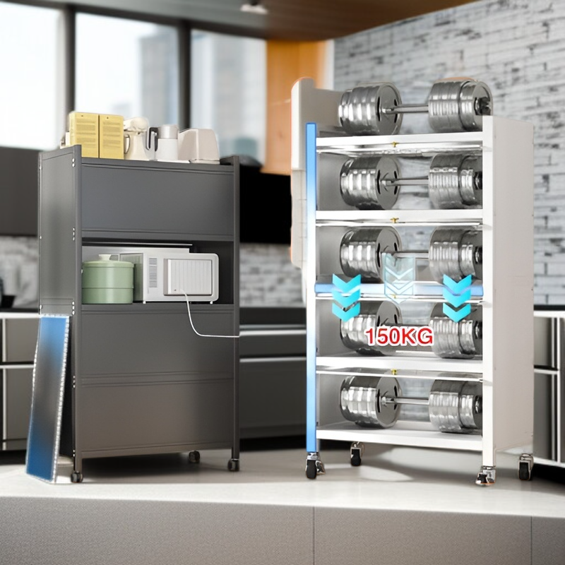 Multi-functional Kitchen Utensil Storage Cabinet with Dust-proof Door