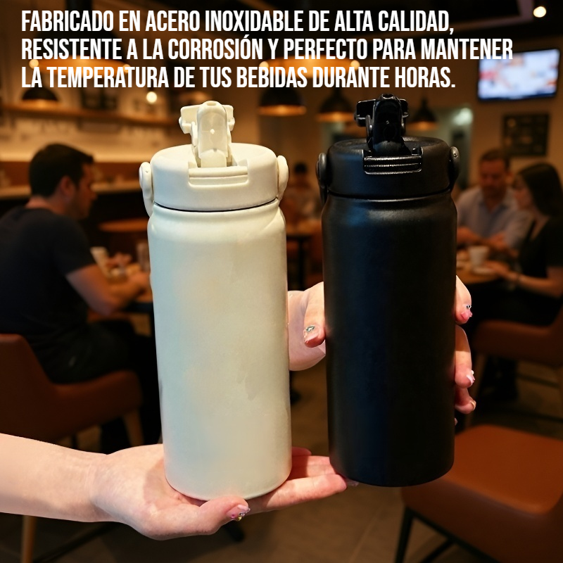 Termo de acero inoxidable con pajita