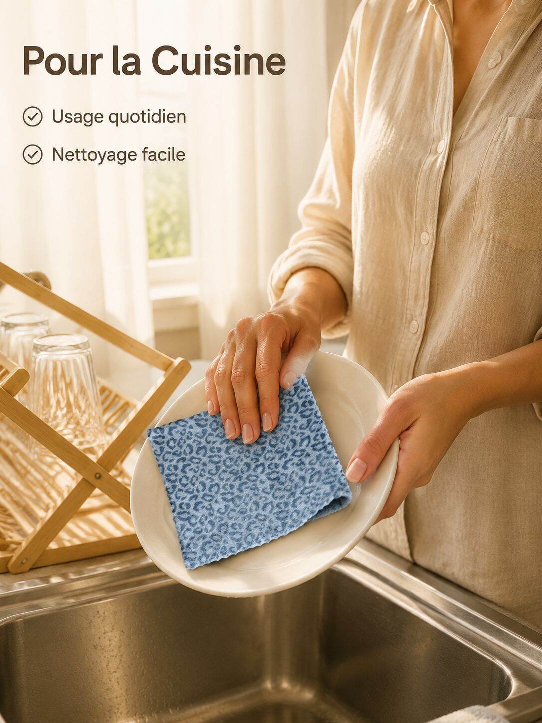 Torchon imprimé léopard, absorbant, pour cuisine et salle de bain, sans peluche