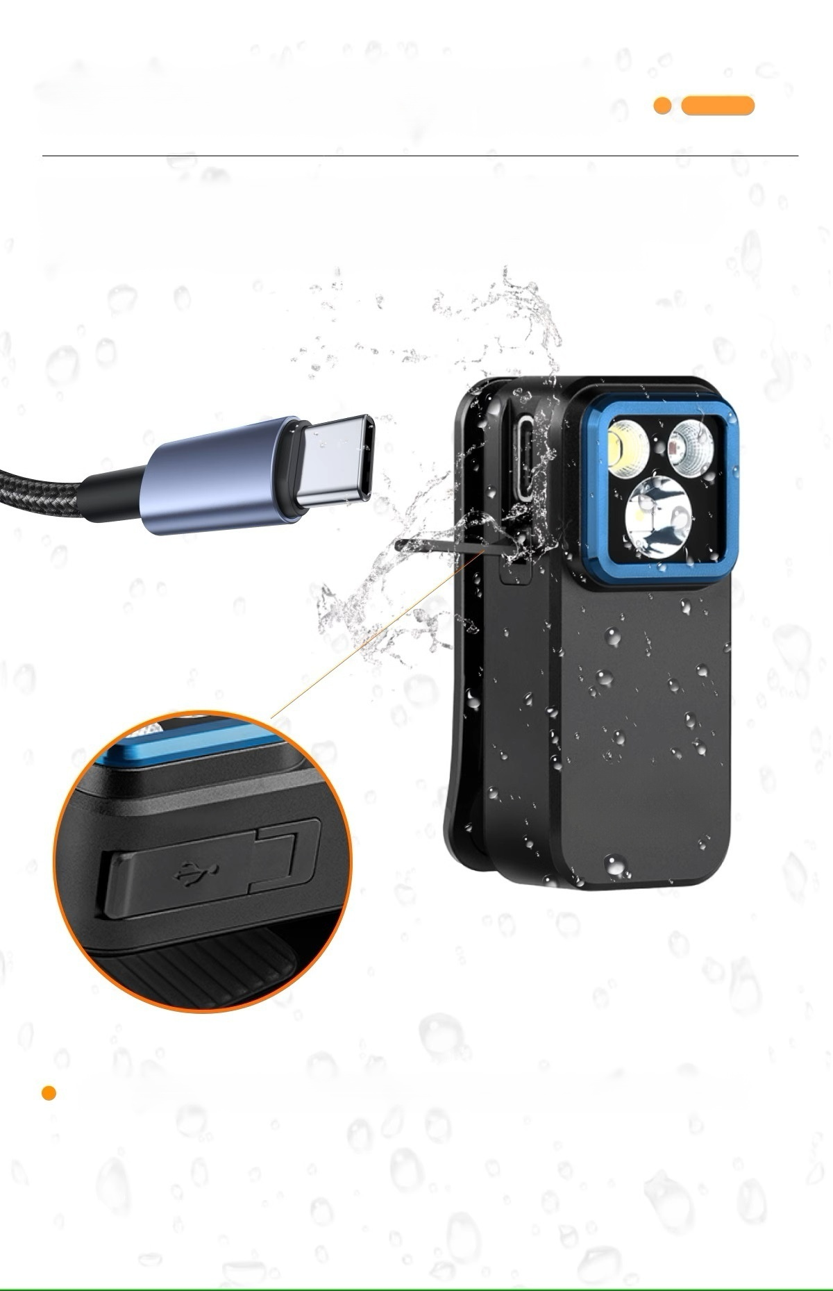 Linterna LED compacta y recargable colocada en una mesa