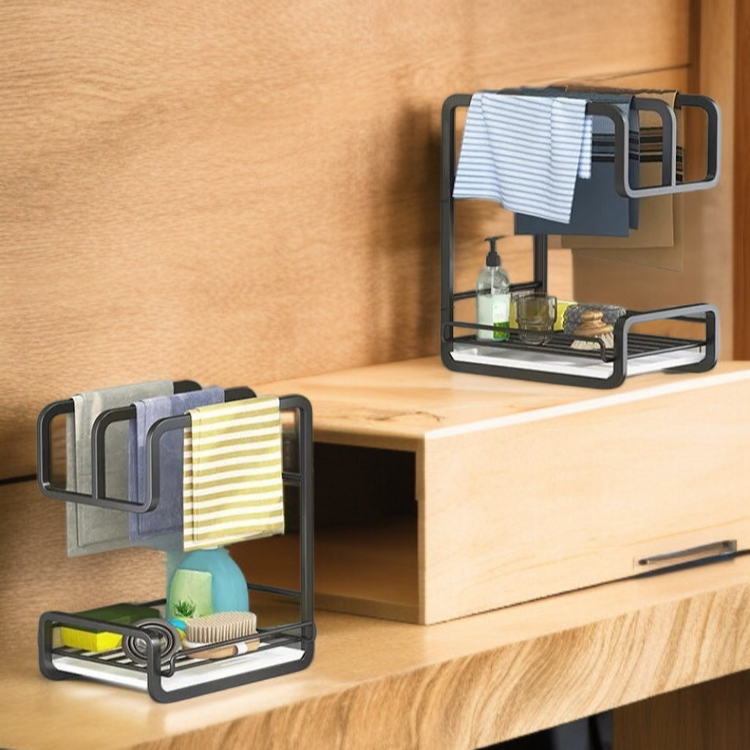 Draining basket design on countertop storage rack