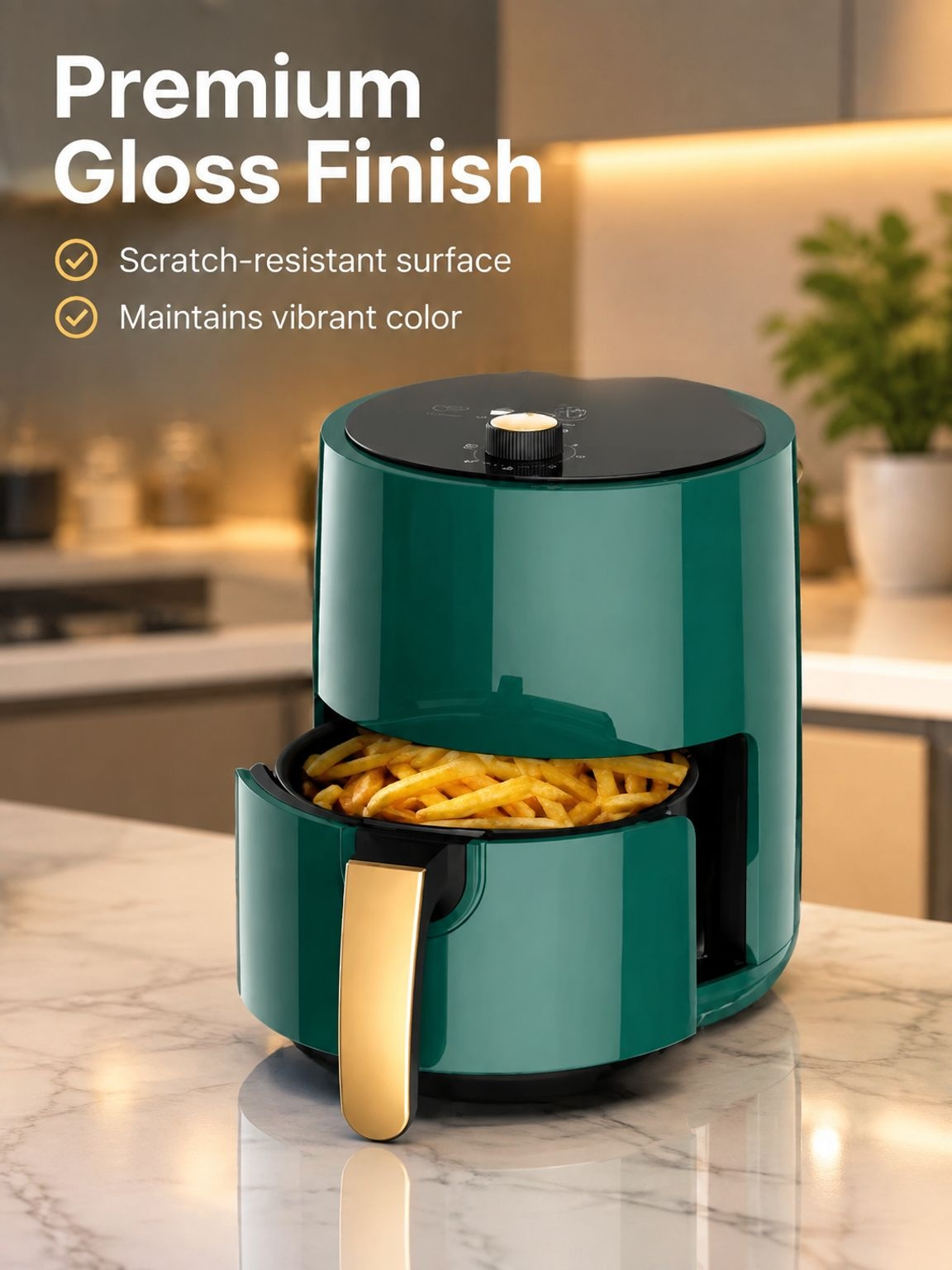 Versatile all-in-one air fryer displayed on a kitchen countertop