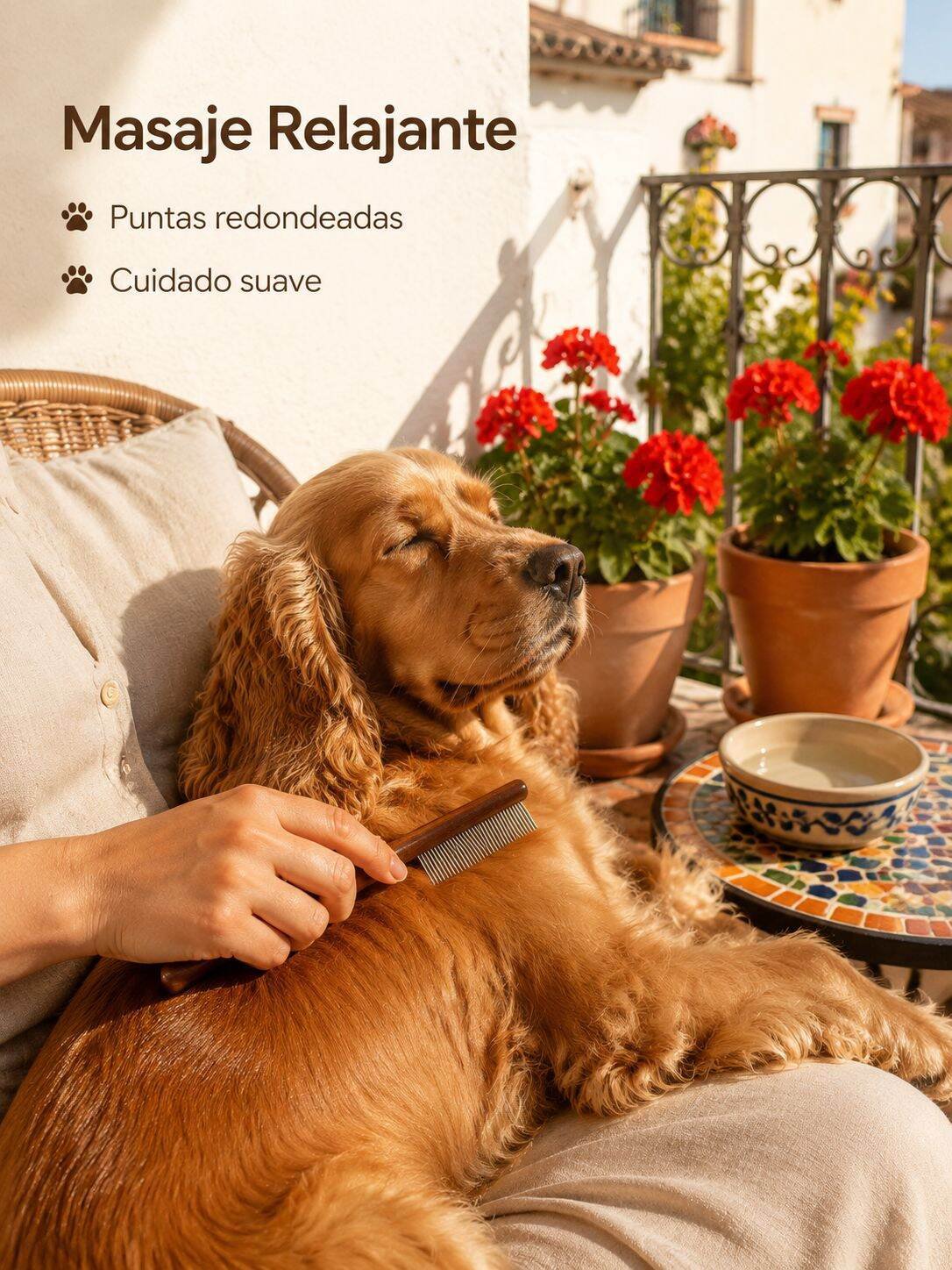 Cepillo para mascotas con mango de madera maciza