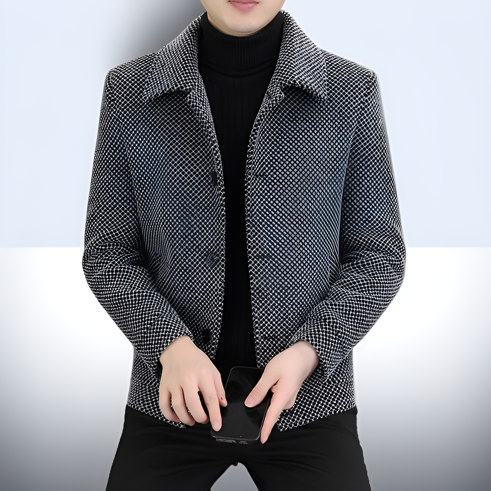 Men's collar and plush jacket