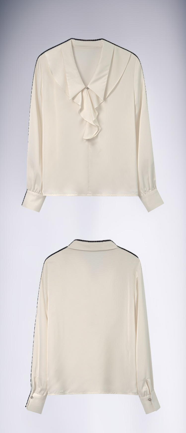 フェミニンな雰囲気を演出するフリルブラウス