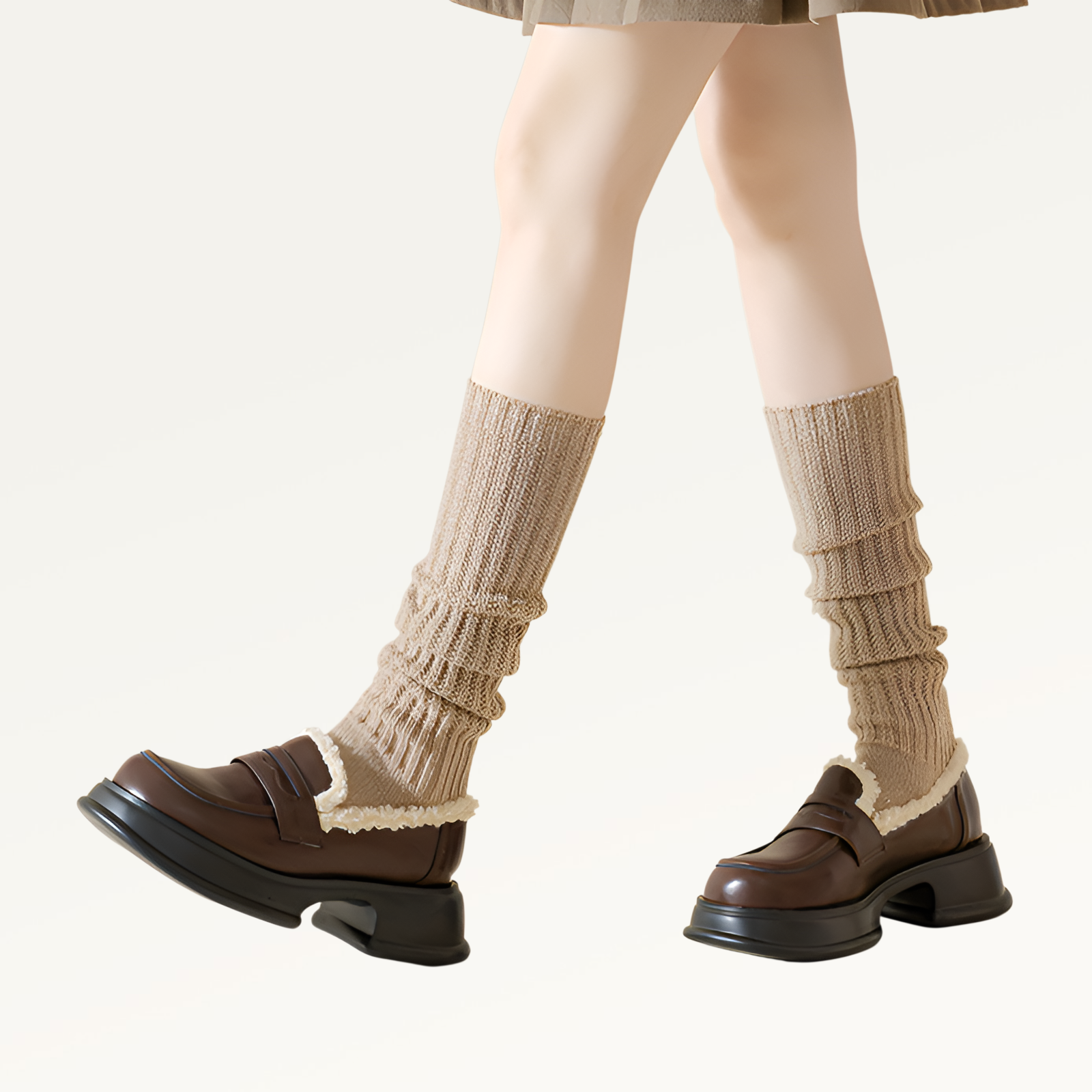 ウール暖かいソックス、秋冬レトロパイルカーフソックス