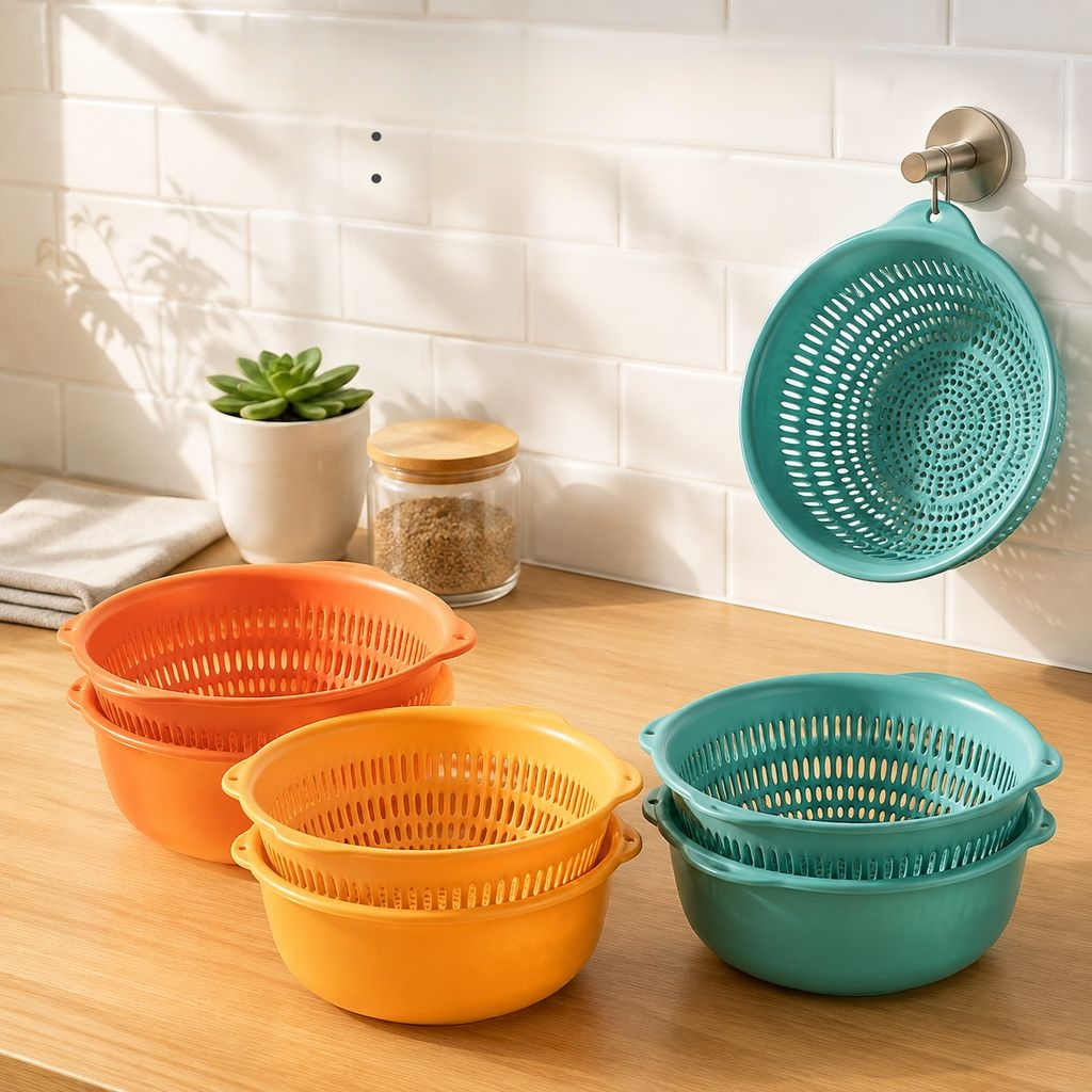 Lot de 3 passoires et bassines
